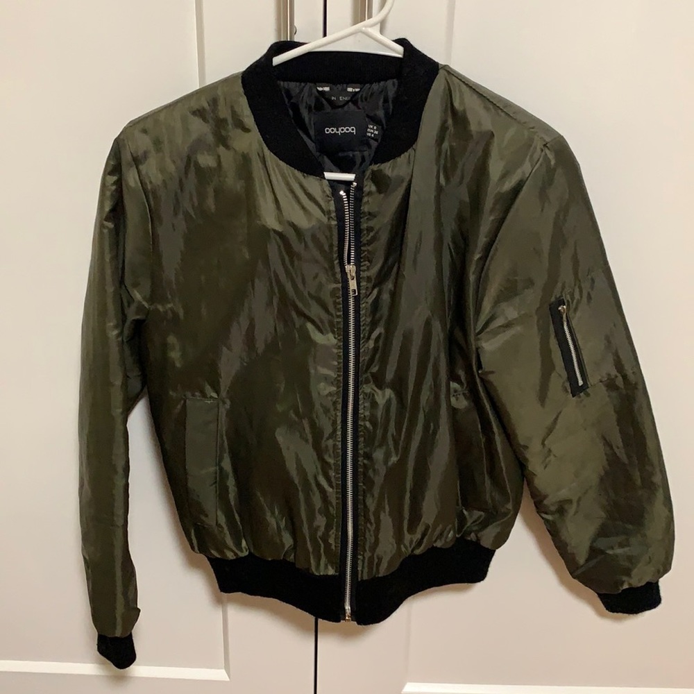 BooHoo khaki bomber jacket
